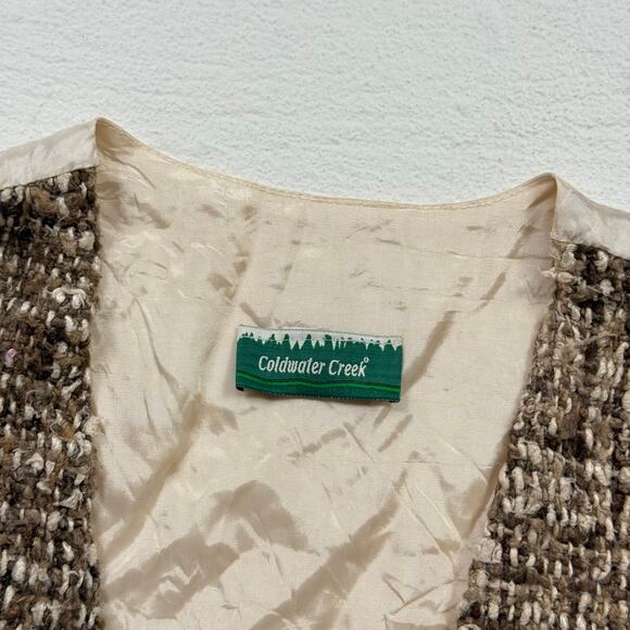 Vintage 90s Coldwater Creek Chunky Woven Open Front Vest Brown, Size Large - Picture 3 of 5
